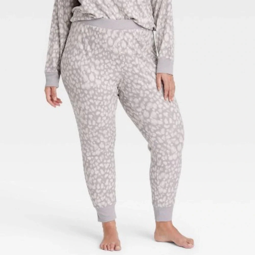 NWT Stars Above Size 2X Therma Pajama Pants Only Gray Leopard Jogger‎ PJs Sleep